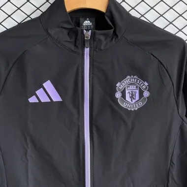 Manchester united 2025/26 Black And Purple Windbreaker Suit (S-2XL)