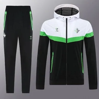 Real Betis 2025/26 Black White Windbreaker Suit Size S-2XL
