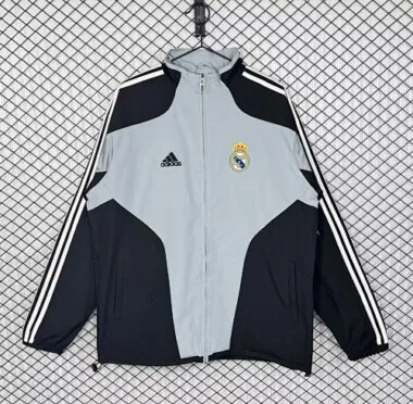 Retro Real Madrid 2004/05 Black And Gray Windbreaker