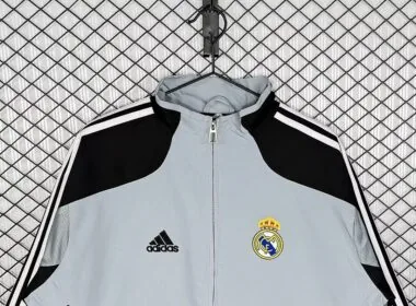 Retro Real Madrid 2004/05 Black And Gray Windbreaker