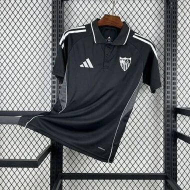 Mens Sevilla FC 2025/26 Black Travel Polo Jersey