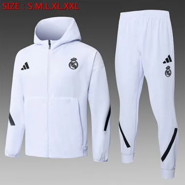 Real Madrid 2025/26 White Hoodie Suit S-2XL