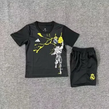 Real Madrid 25/26 Avengers - Pre-Match Black Kids Kit Jersey (Size 16-28)