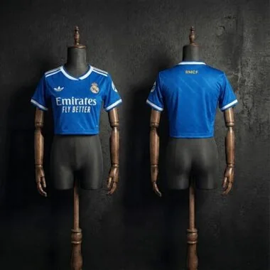 Women#039;s Crop Top 2025/26 Real Madrid Second Away Jersey S-XL