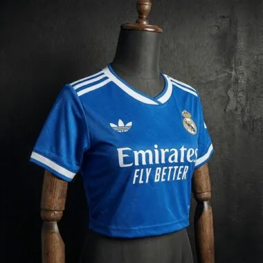 Women#039;s Crop Top 2025/26 Real Madrid Second Away Jersey S-XL