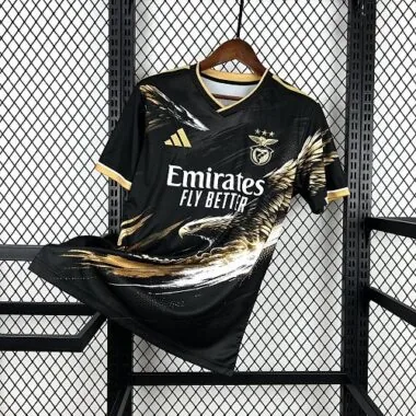 Camisa preta especial do Benfica 2025/26, tamanhos S-4XL