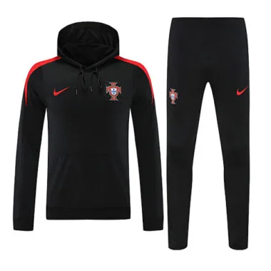 24-25 Portugal black hoodie suit