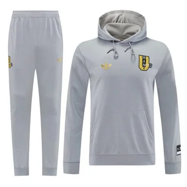Conjunto de camisola com capuz cinzenta do Manchester United 25-26