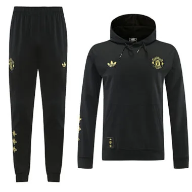 Conjunto com camisola com capuz preta do Manchester United 2026/27
