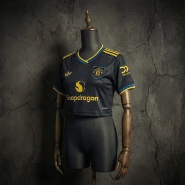 Women#039;s Crop Top 2025/26 Manchester United Second Away Jersey S-XL