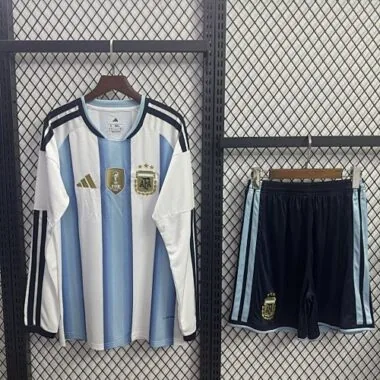 Equipamento infantil de manga comprida da Argentina para o Mundial de 2026, tamanhos 16-28