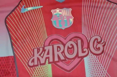Barcelona 2025/26 Pink And Red KAROL G VERSION kid kit (Size 16-28)