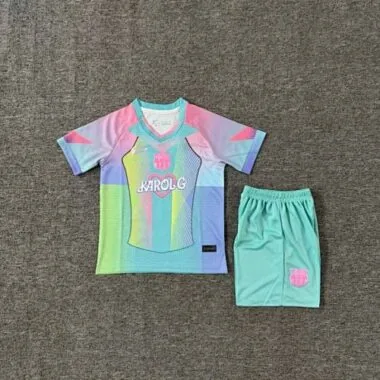 Barcelona 2025/26 Yellow And Blue KAROL G VERSION kid kit Size16-28