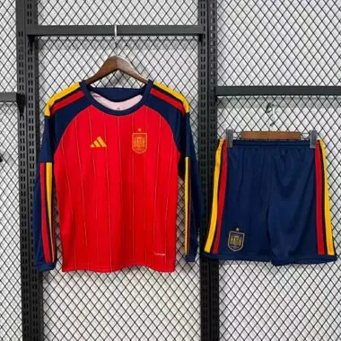 Spain 2026 World Cup Home Long Sleeve kids Soccer jersey