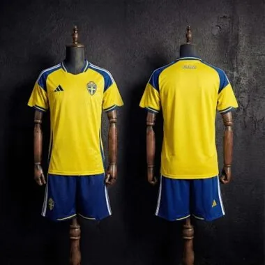 Equipamento infantil da Suécia para o Mundial de 2026, tamanho 16-28