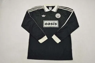 2025/26 Adidas x Oasis Tour Jacquard 25 Black with White Long sleeves Jersey size S-4XL