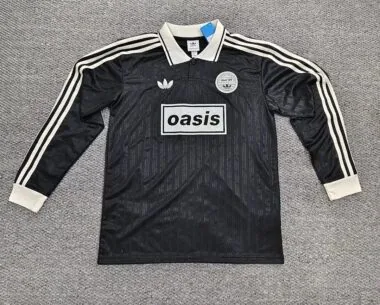 2025/26 Adidas x Oasis Tour Jacquard 25 Black with White Long sleeves Jersey (S-4XL)