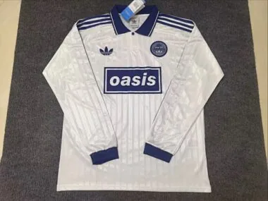 2025/26 Adidas x Oasis Tour Jacquard 25 wihte with purple long sleeves Jersey size S-4XL