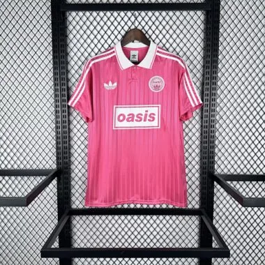 25-26 Adidas x Oasis Tour Jacquard pink with font 25 Jersey size S-4XL