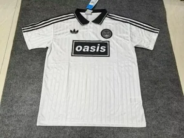 25-26 Maglia Adidas x Oasis Tour Jacquard bianca con scritte in nero, numero 25