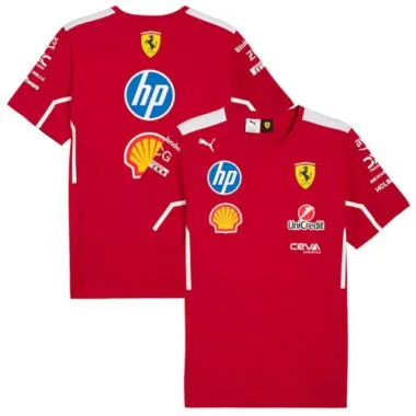Camiseta de cuello redondo de la F1 en rojo Ferrari 2025