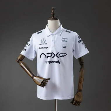 Mercedes 2025 White F1 polo S-3XL