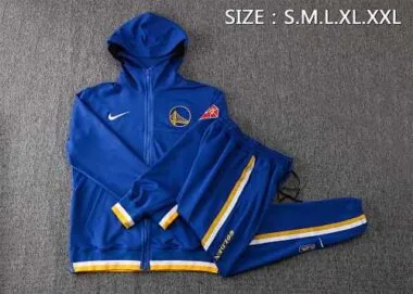 2122 NBA Golden State Warriors Hooded Jacket Kit Light Blue