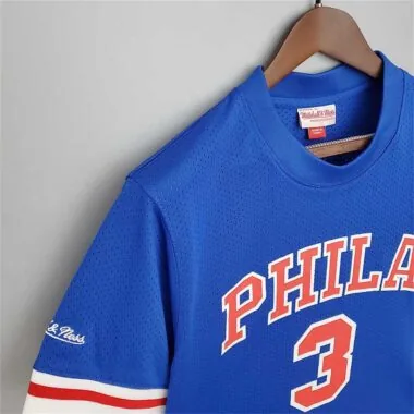 Mitchellness 76ers Blue No. 3 Iverson Retro Mesh Short Sleeve (S-XXL)