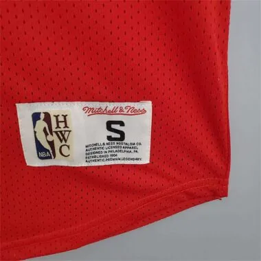 Mitchellness 76ers Red No. 3 Iverson Retro Mesh Short Sleeve
