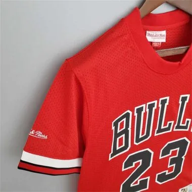 Mitchellness Bulls Red No. 23 Jordan Retro Mesh Short Sleeve