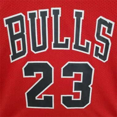 Mitchellness Bulls Red No. 23 Jordan Retro Mesh Short Sleeve