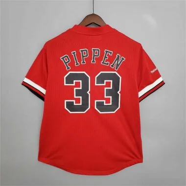 Mitchellness Bulls Red No. 33 Jordan Retro Mesh Short Sleeve
