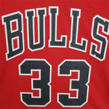 Mitchellness Bulls Red No. 33 Jordan Retro Mesh Short Sleeve