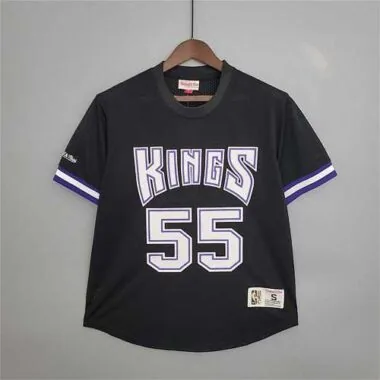 Camiseta de manga corta de malla retro «Mitchellness Kings» n.º 55, color chocolate blanco, de Williams