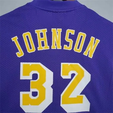 Mitchellness Lakers Purple No. 32 Johnson Retro Mesh Short Sleeve