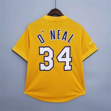 Mitchellness Lakers Yellow No. 34 O#x27;Neial Retro Mesh Short Sleeve