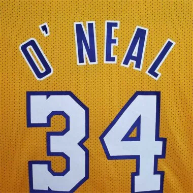 Mitchellness Lakers Yellow No. 34 O#x27;Neial Retro Mesh Short Sleeve