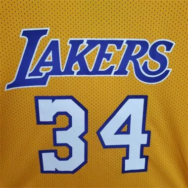 Mitchellness Lakers Yellow No. 34 O#x27;Neial Retro Mesh Short Sleeve