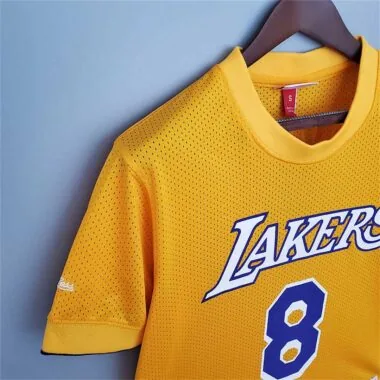 Mitchellness Lakers Yellow No. 8 BRYANT Retro Mesh Short Sleeve