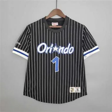 Camiseta de manga corta de malla retro «Mitchellness Magic Black n.º 1 McGrady»
