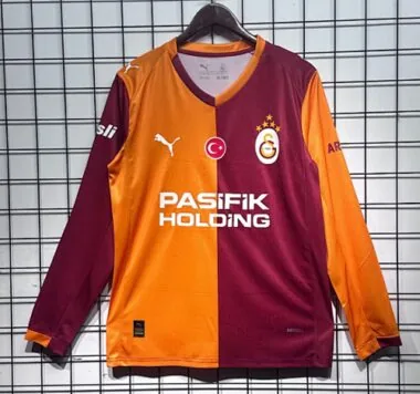 Galatasaray 2025/26 Home with sponsor long sleeves soccer jersey size S-2XL