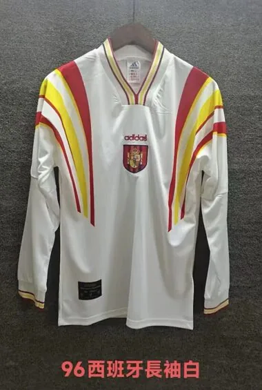 Retro 1996 Spain third white long sleeves Jersey (S-2XL)