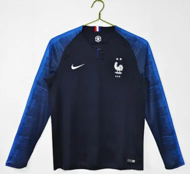 Retro 2018 France home long sleeves soccer jersey size S-2XL