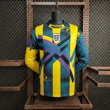 Retro England 1995 Goalkeeper long sleeves soccer jersey size S-2XL