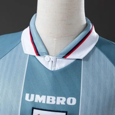 Camiseta de fútbol retro de Inglaterra de 1996, de manga larga, para partidos fuera de casa
