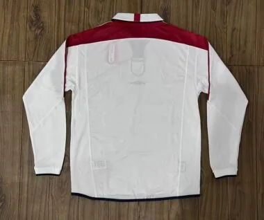 Retro England 2004 Home Long sleeve soccer Jersey