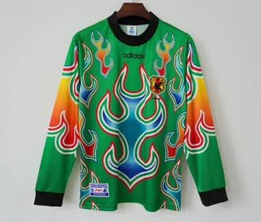 Camisolas de futebol retro do Japão de 1998, verdes, de manga comprida, para guarda-redes