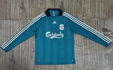 Camisola Retro do Liverpool 2008/09 para jogos fora de casa, de manga comprida, tamanhos S-XXL