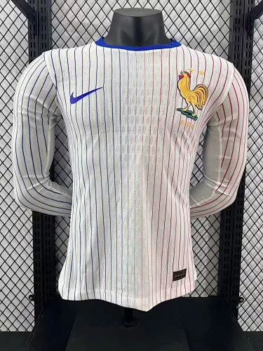 Maillot blanc à manches longues de l'équipe de France 2024 (version joueur, pour les matchs à l'extérieur)