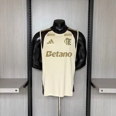 Colete de treino do Flamengo 2026/27, bege, com todos os patrocinadores, tamanhos S-4XL